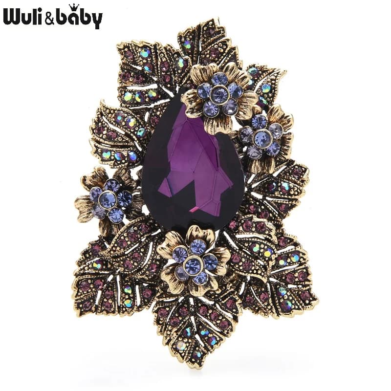 Wuli & baby violet cristal palais Style fleur broches pour femmes strass fête bureau broche broches cadeaux