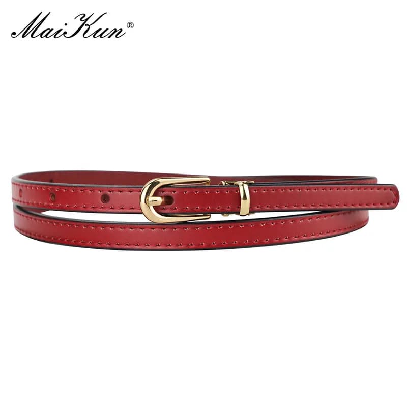 Maikun femmes ceintures alliage boucle ardillon en cuir véritable ceinture mince femme ceinture pour jean robes pantalons