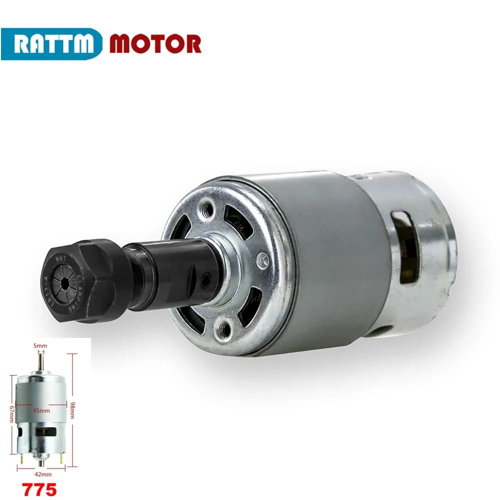 Moteur de broche 20000 tr/min 12-24 V 775 DC + roulement à billes à tige d'extension ER11 pour CNC 1610 (Pro) / 3018 (Pro)