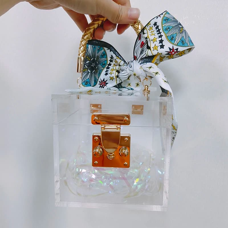 Sac à main en acrylique Transparent 1 pièce, boîte-cadeau pour mariage, réception-cadeau pour bébé, anniversaire, noël, bonbons, demoiselle d'honneur, petite amie, emballage de gloss