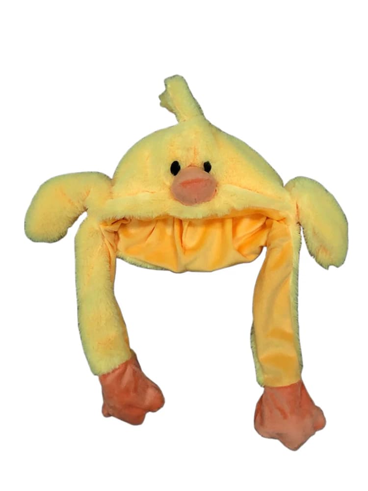 YHY-Chapeau en peluche avec oreilles mobiles, canard jaune, animal avec pattes, adultes, adolescents, enfants, garçons, filles, costume, bonnet, hiver, mignon, chaîne