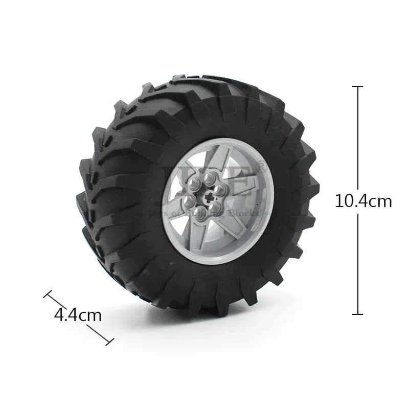 4 jeux de roues technologiques MOC 56 D. x34mm, course moyenne, 6 trous de broches avec pneu 107x44R, tracteur 15038 23798, blocs de construction en briques, jouets