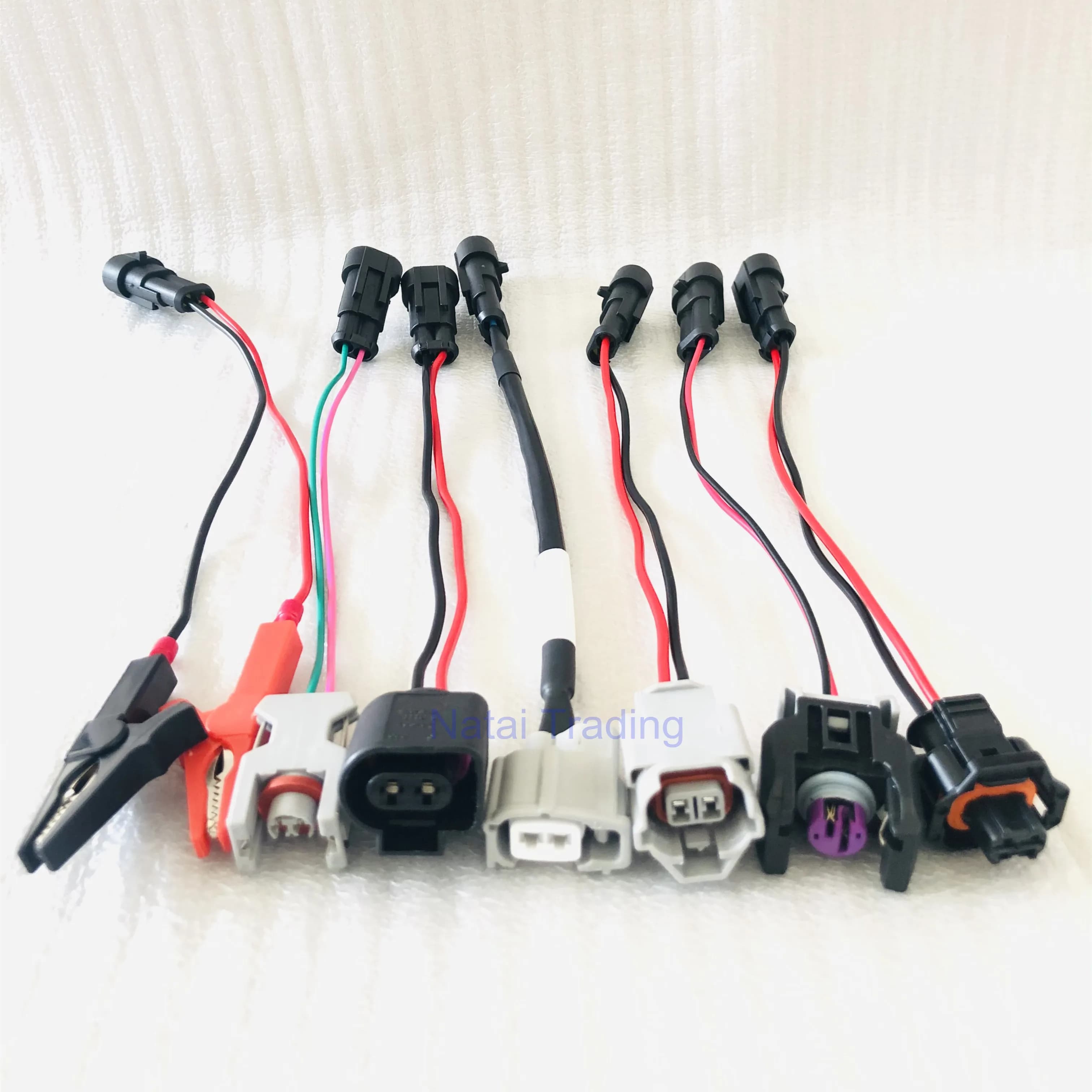Câbles de testeur d'injecteur à rampe commune, 7 pièces, pour Bosch Denso Delphi Siemens, adaptateur de buse Diesel, prise de fil