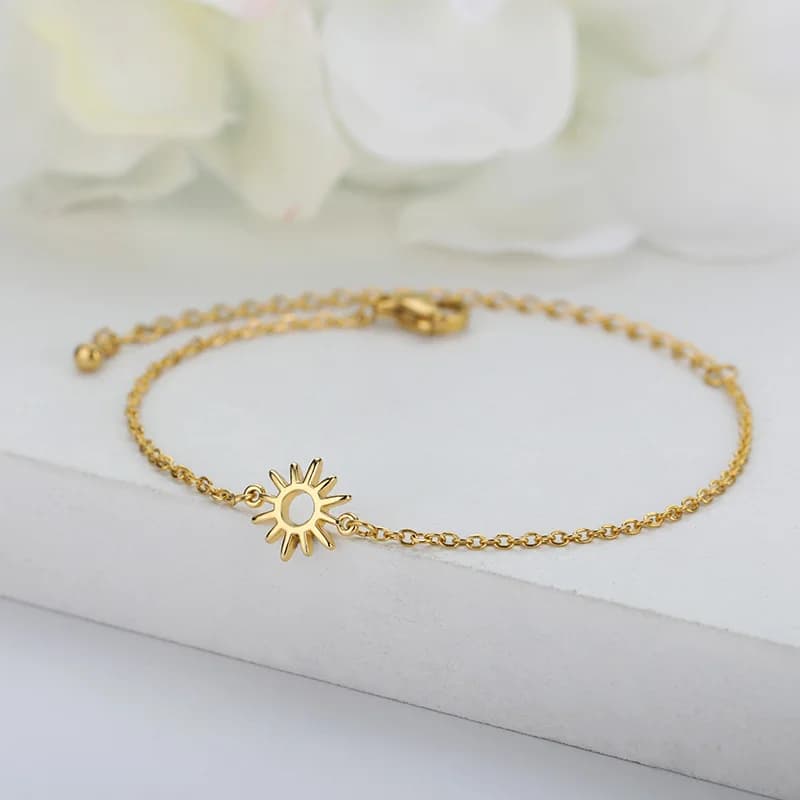 Bracelets creux soleil pour femmes et hommes, chaîne à main en acier inoxydable, Vintage tournesol, bijoux de pied Boho, accessoires cadeaux