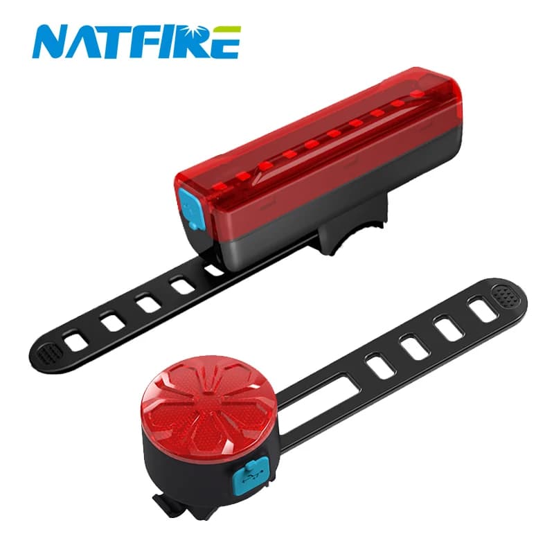 NATFIRE 15-50 heures feu arrière de vélo USB Rechargeable LED feu arrière pour la sécurité du cyclisme voyant d'avertissement rouge