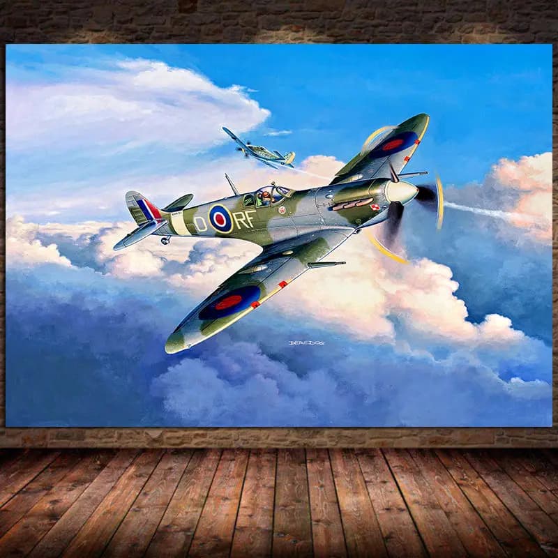 Peinture sur toile Smile Marine Spitfire pour salon, affiche murale sans cadre, impression d'avion, Mk, Vb, Focke, Wulf, Dos190a, WW2
