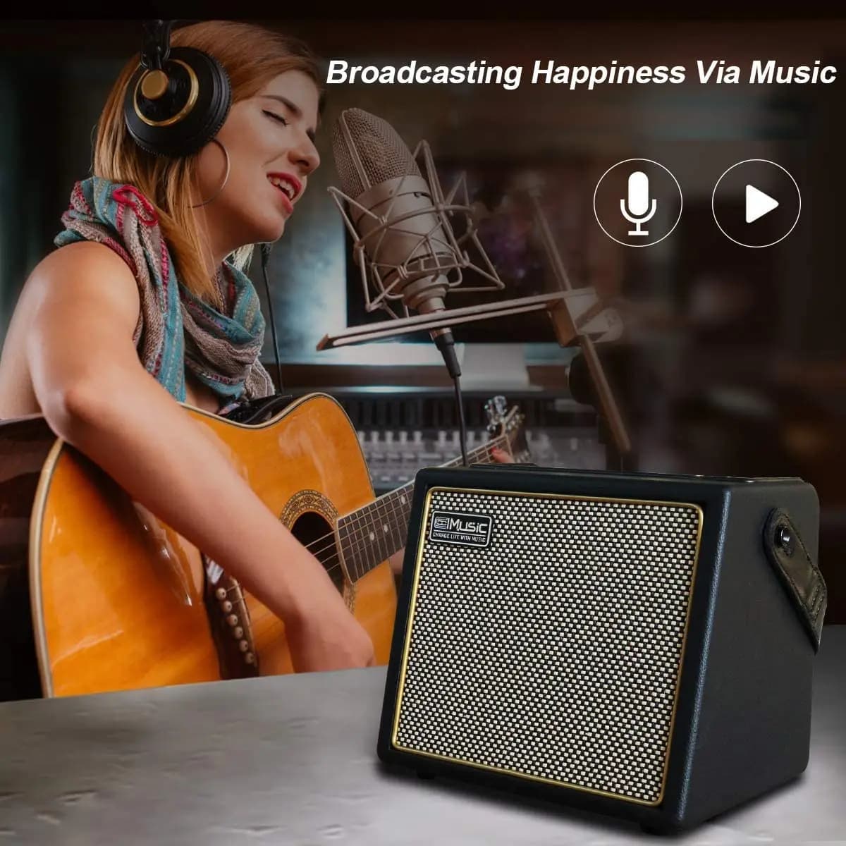 Coolmusic – mini amplificateur de guitare acoustique électrique BP, haut-parleur Portable et Compact, Combo Rechargeable, ampli basse + triple réverbération