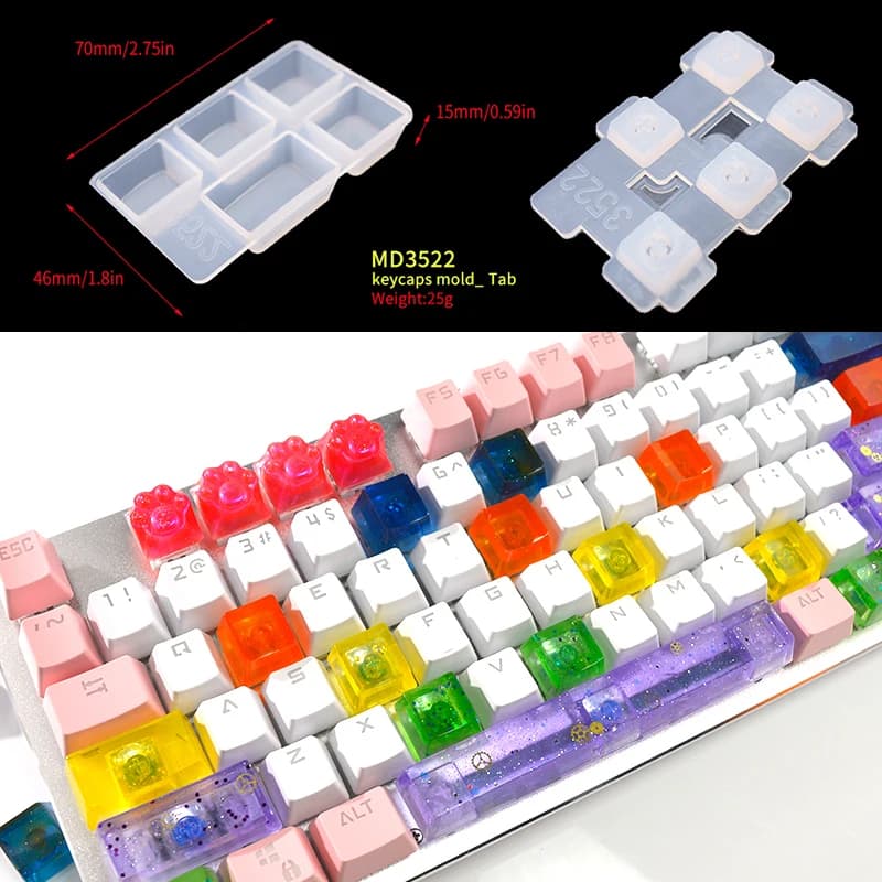 TC156 ensemble de bricolage pour Clavier mécanique de jeu, capuchons de Clavier en résine, moules en silicone, moule de capuchon de Clavier pour l'artisanat d'art époxy fait à la main