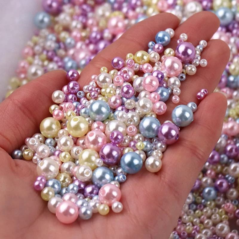 Mélange de perles colorées de 3 à 8mm, 150 pièces, Imitation de perles en plastique pour la couture, la fabrication de bijoux, résultats de collier de perles à faire soi-même