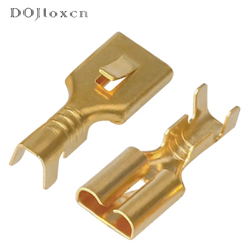 50/100/200/500 pièces de bornes à sertir en laiton doré 6,3 mm, connecteur de fil en laiton pour relais de voiture