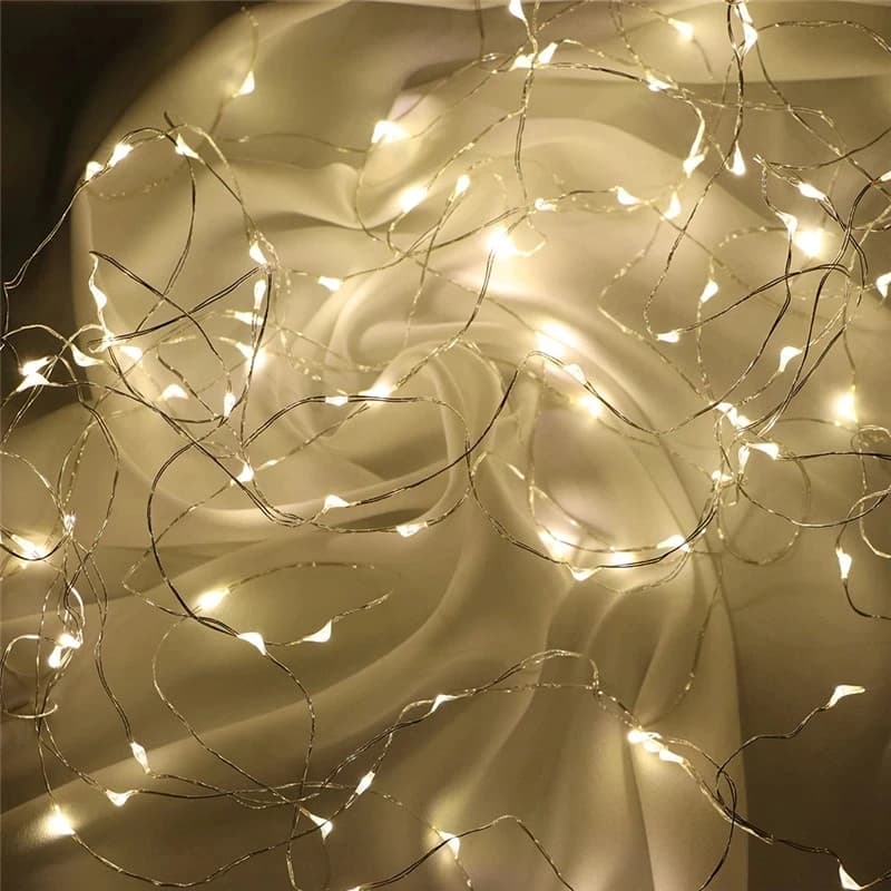 Guirlandes lumineuses à piles AA, 1M 10 LED, 2M 20 LED, 3M 30 LED, 5M 50 LED, 10M 100 LED, fil de cuivre argenté, guirlande lumineuse décorative