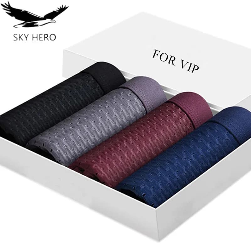 SKY HERO – boxer pour homme, lot de 4 pièces, sous-vêtements masculins