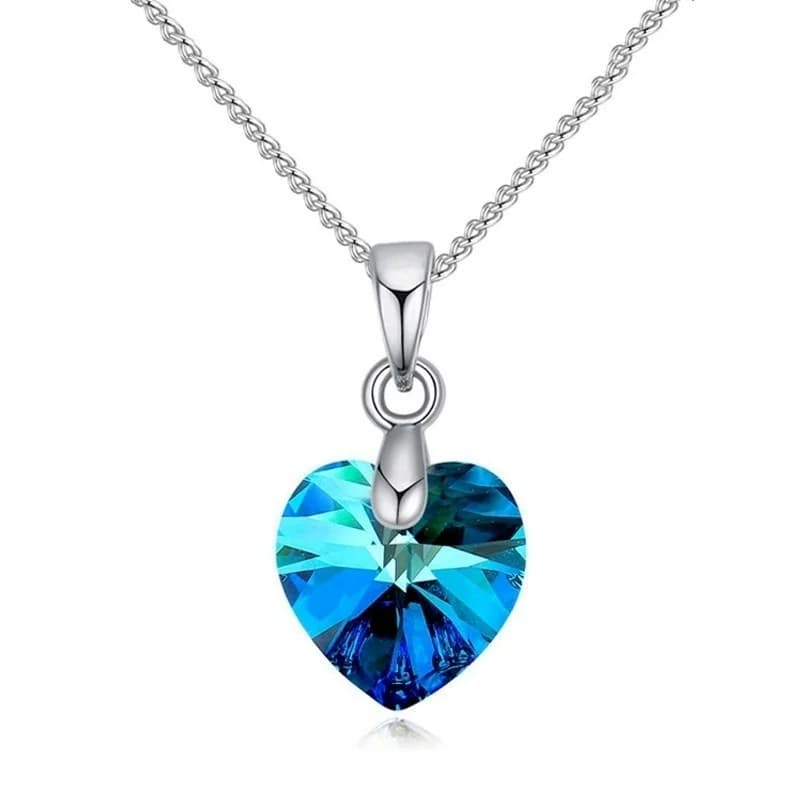 Colliers en forme de cœur avec pendentif en cristaux pour femmes et filles, chaîne en argent, bijoux pour filles