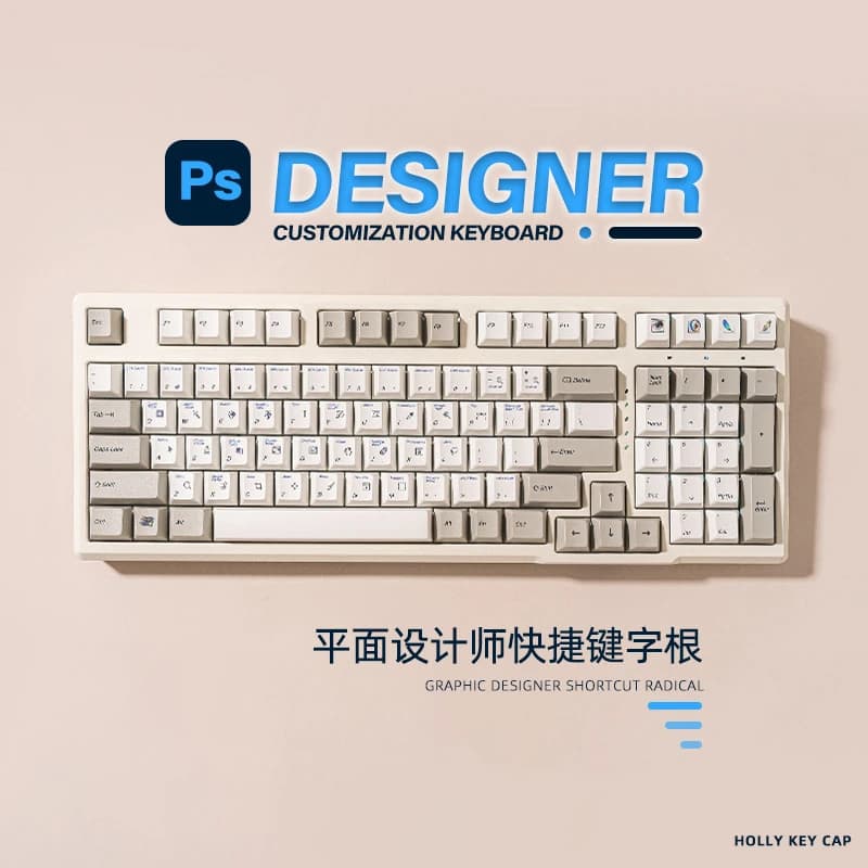 132 touches/ensemble PS thème Keycap pour MX Switch clavier mécanique PBT colorant sous-lit MAC WIN rétro gris blanc touches casquettes profil Cherry