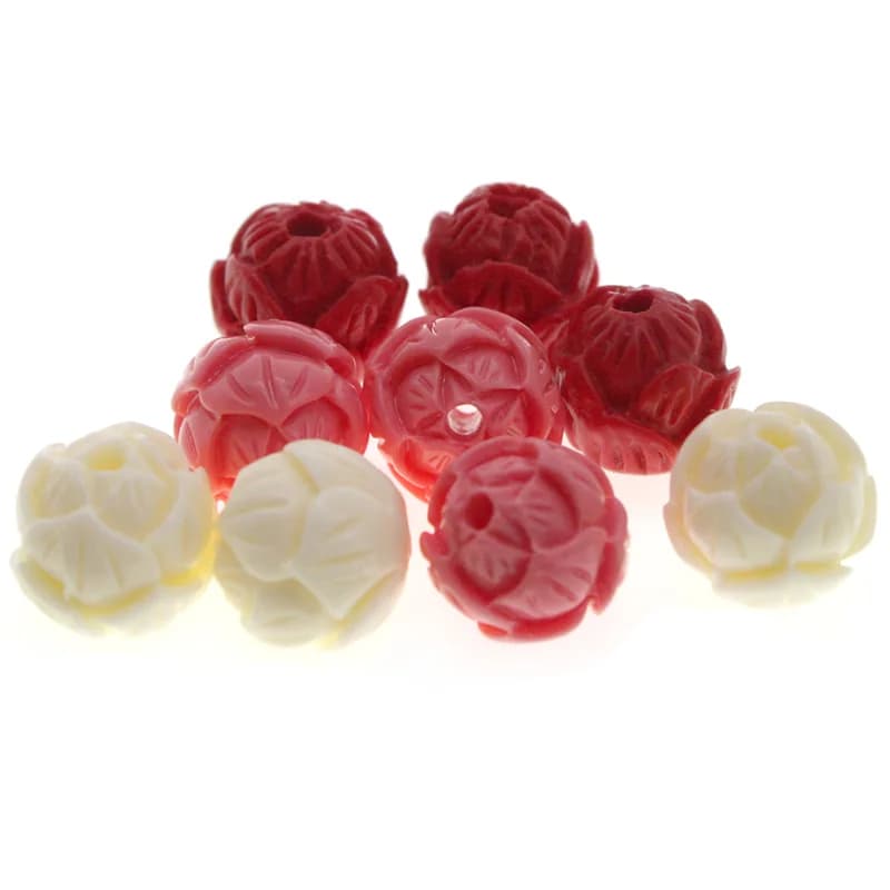 20 pièces fleur de Lotus sculptée cinabre naturel perles rouges rondes perles d'espacement en vrac pour la fabrication de bijoux bracelet à bricoler soi-même boucles d'oreilles à la main