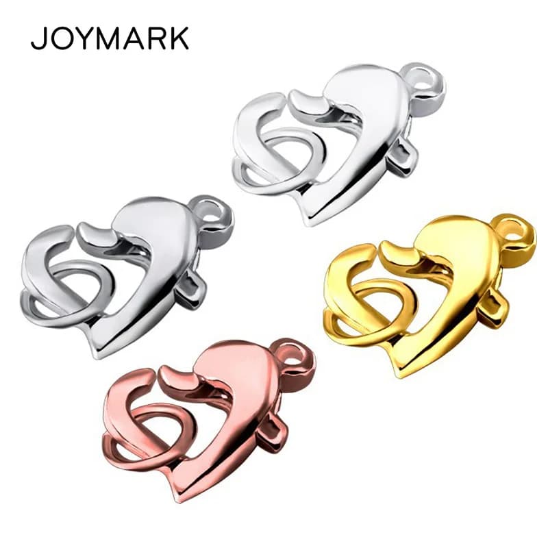 Fermoirs en argent Sterling 9x12mm, petits fermoirs en forme de cœur, composants de bijouterie, fermetures à ressort pour bricolage de Bracelet et de collier, SC-CZ143