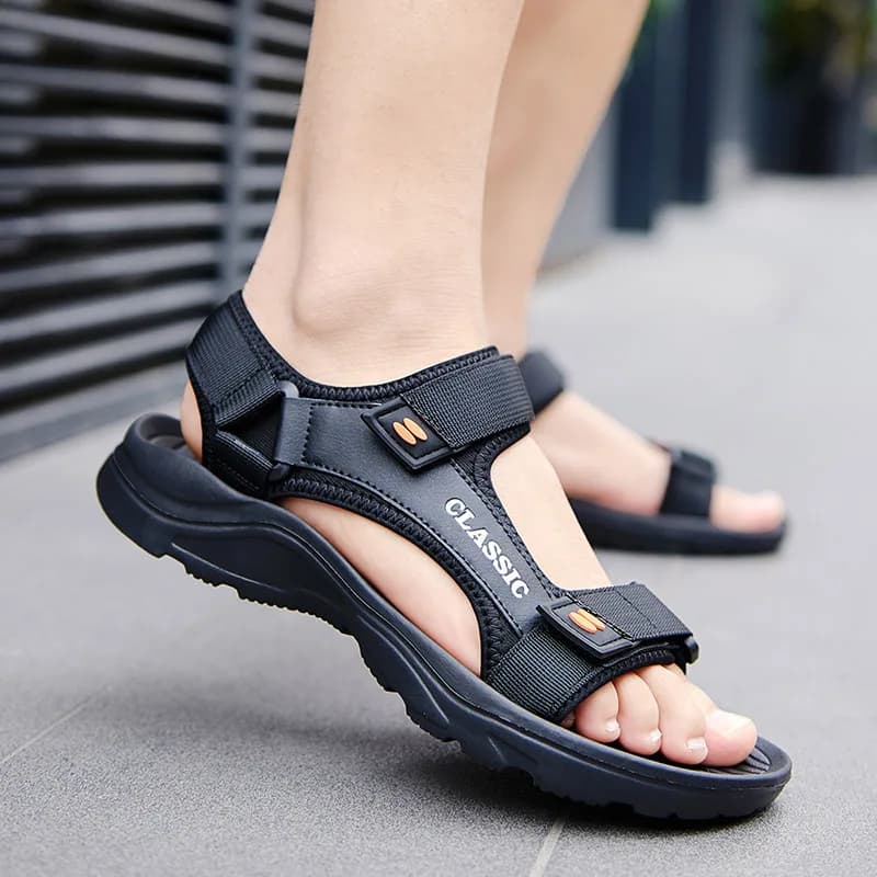 Sandales de sport d'extérieur pour hommes, avec sangle réglable à scratch, sandales de plage légères, antidérapantes, à séchage rapide, pour la marche et la baignade