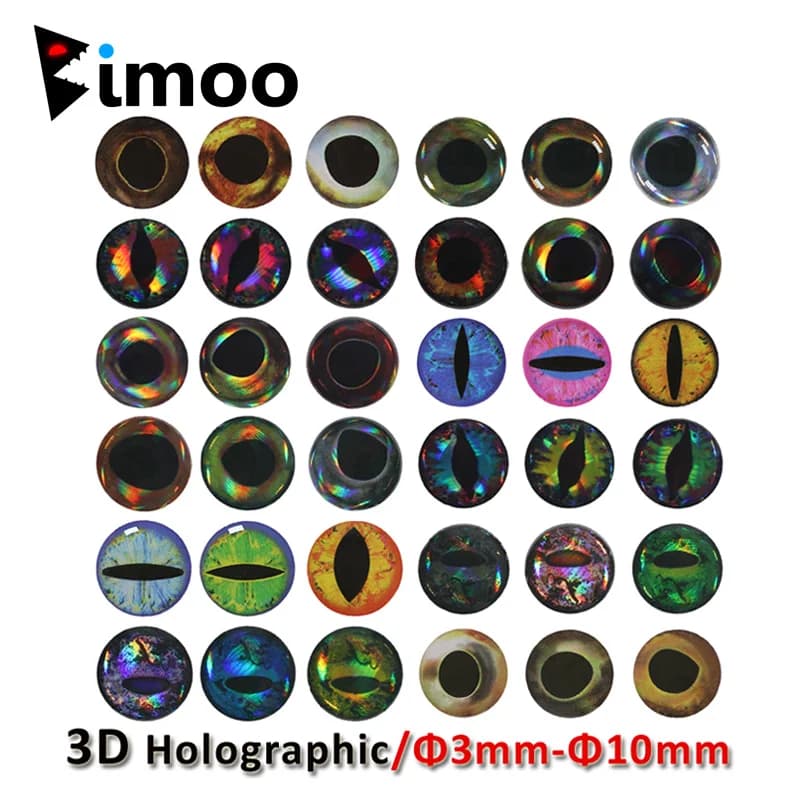 Bimoo 183/69 pièces nouveaux yeux de poisson époxy holographiques 3D 4D pour mouche attachant banderoles leurres de pêche bois plastique leurre faisant 3mm-10mm