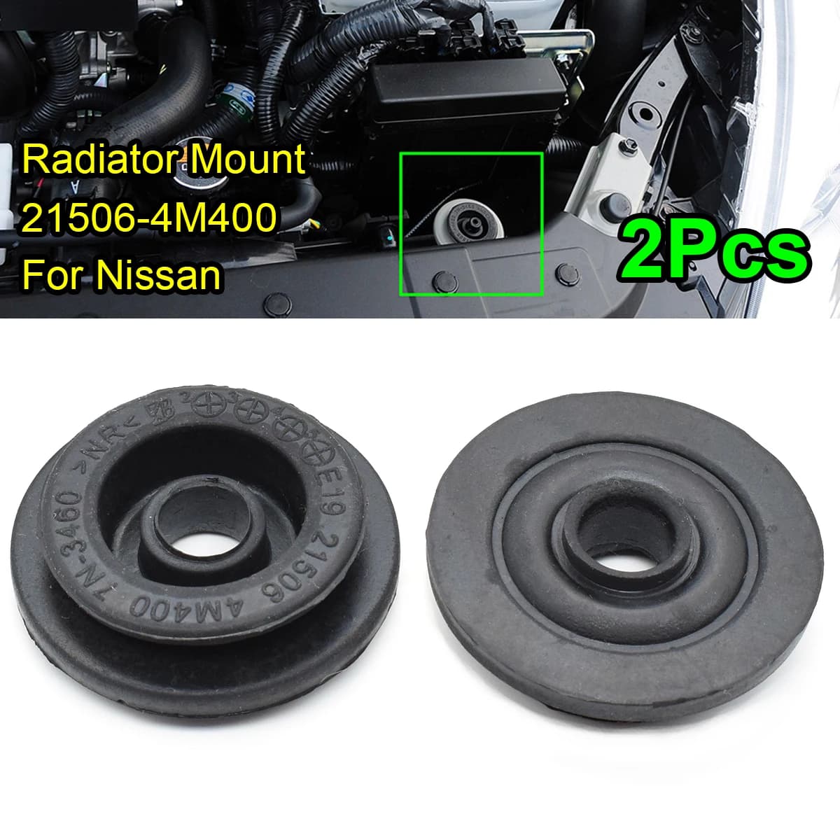Douille de radiateur en caoutchouc pour Nissan x-trail T30, T31, T32, Rogue S35, support de joint NSB-048, 2 pièces