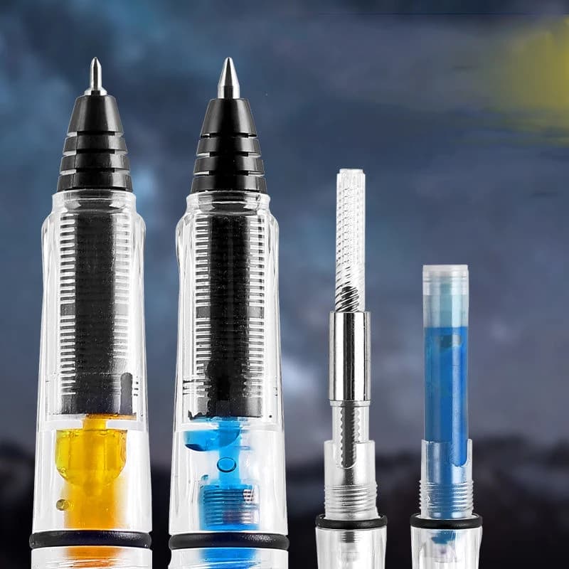 Stylo plume à Piston de haute qualité, aiguille à balle blanche transparente 0.38mm 0.5mm, papeterie fournitures scolaires et de bureau