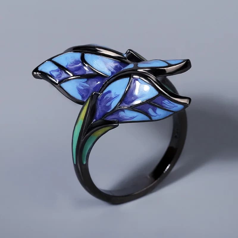 Bague en émail papillon bleu de forme Unique, bijoux de fête élégants en argent 925, bague papillon en émail faite à la main, cadeau