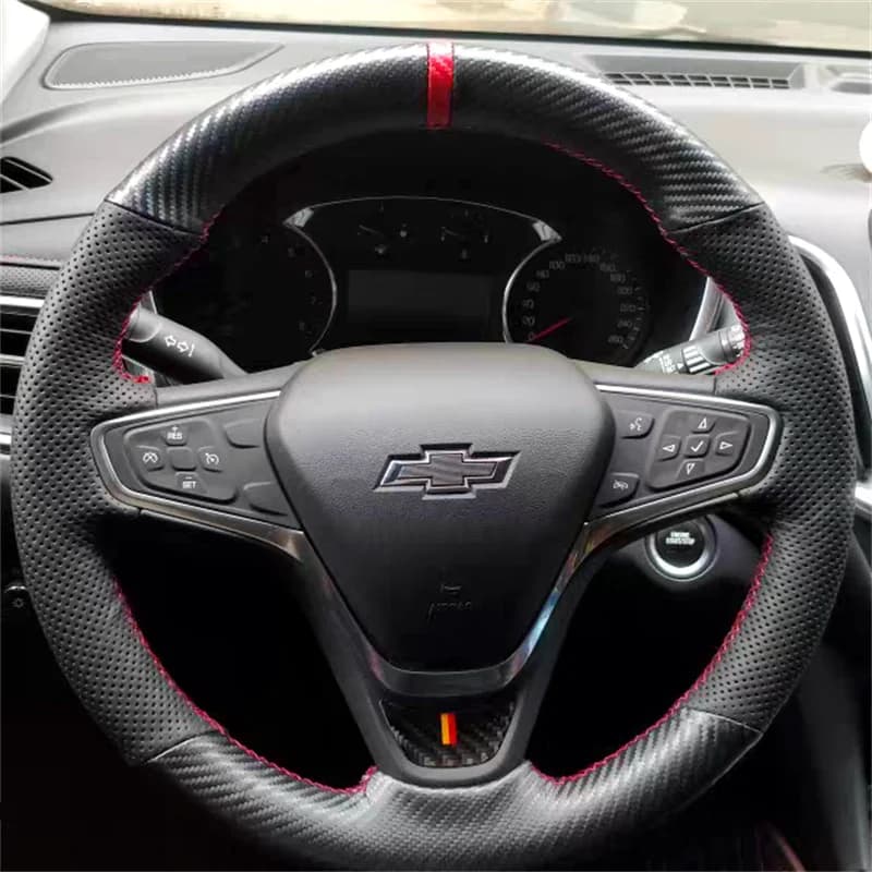 Housse de volant de voiture en cuir et fibre de carbone, pour Chevrolet CRUZE sail 3 MALIBU XL Cavalier Equinox, bricolage personnalisé, pièces automobiles