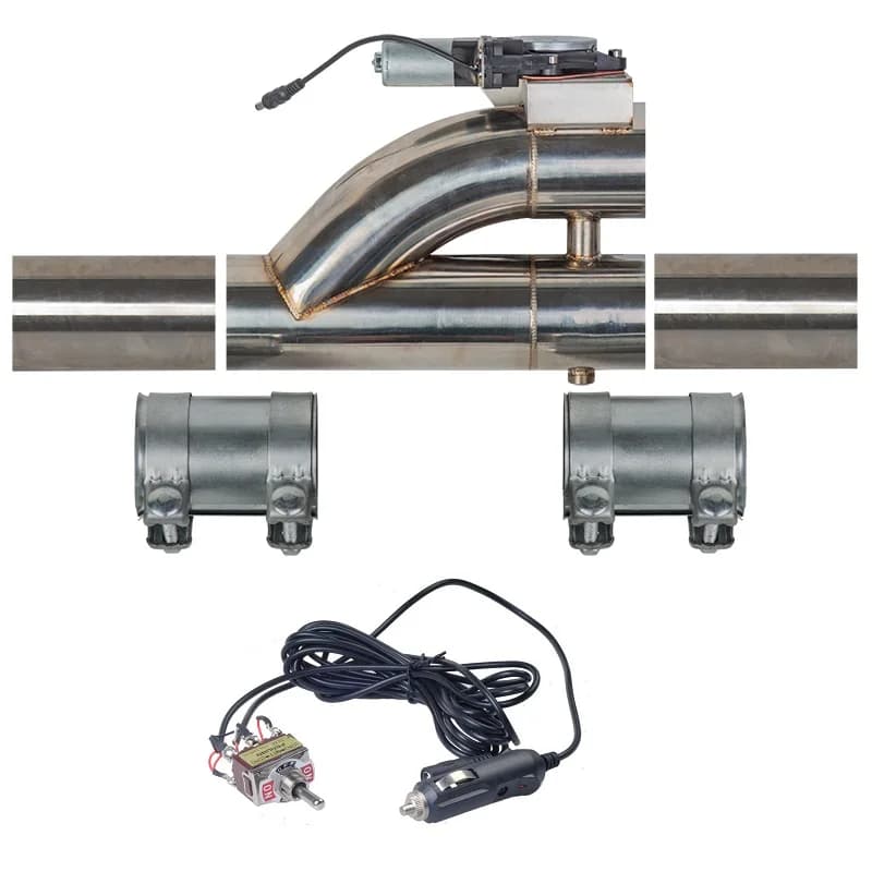 Valve de coupure d'échappement électrique à Double Valve SS304, 2 ", 2.25", 2.5", 3 pouces, avec bouton de commutation et 2 connecteurs de serrage