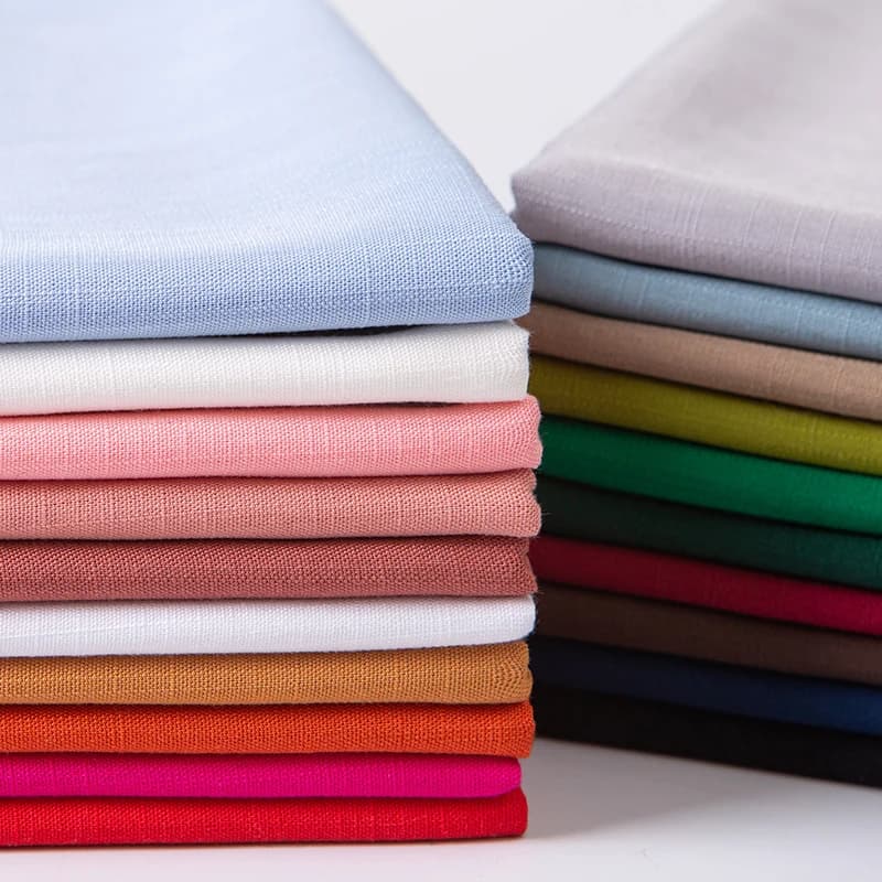 Tissu uni en bambou, coton et lin, au mètre, pour vêtements, jupe, robe, couture d'été, textile fin et flammé, drapé doux, noir et blanc