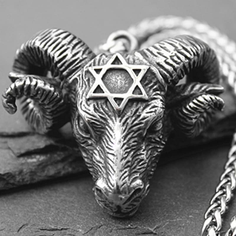SION L-Collier pendentif tête de taureau en acier inoxydable pour homme, étoile hexagonale, Satan, Ram, personnalité rétro, cadeau de bijoux, nouvelle mode