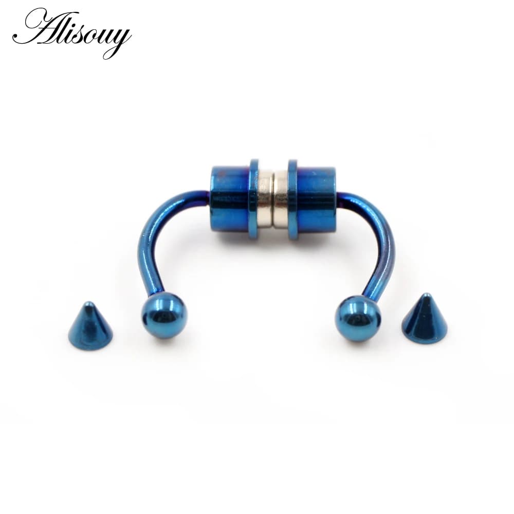 Alisouy 1pc Anneau de nez magnétique sans perçage en acier inoxydable, forme fer à cheval, pour femme, bijoux cadeaux
