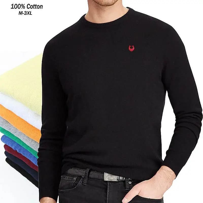 Pull tricoté à col rond pour homme, vêtement de haute qualité, Slim et décontracté, à la mode, collection printemps-automne, 100% coton