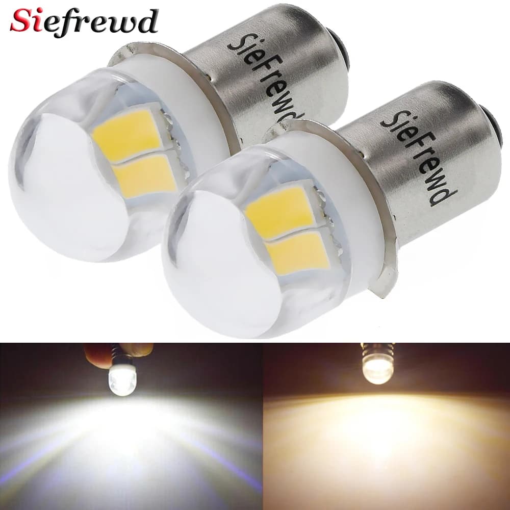 Ampoule LED P13.5s PR2 3V 4.5V 6V DC 5630 2 SMD blanc/blanc chaud, lumière Miniature de remplacement pour torche, lampe de poche, lampe de travail pour vélo, 2 pièces
