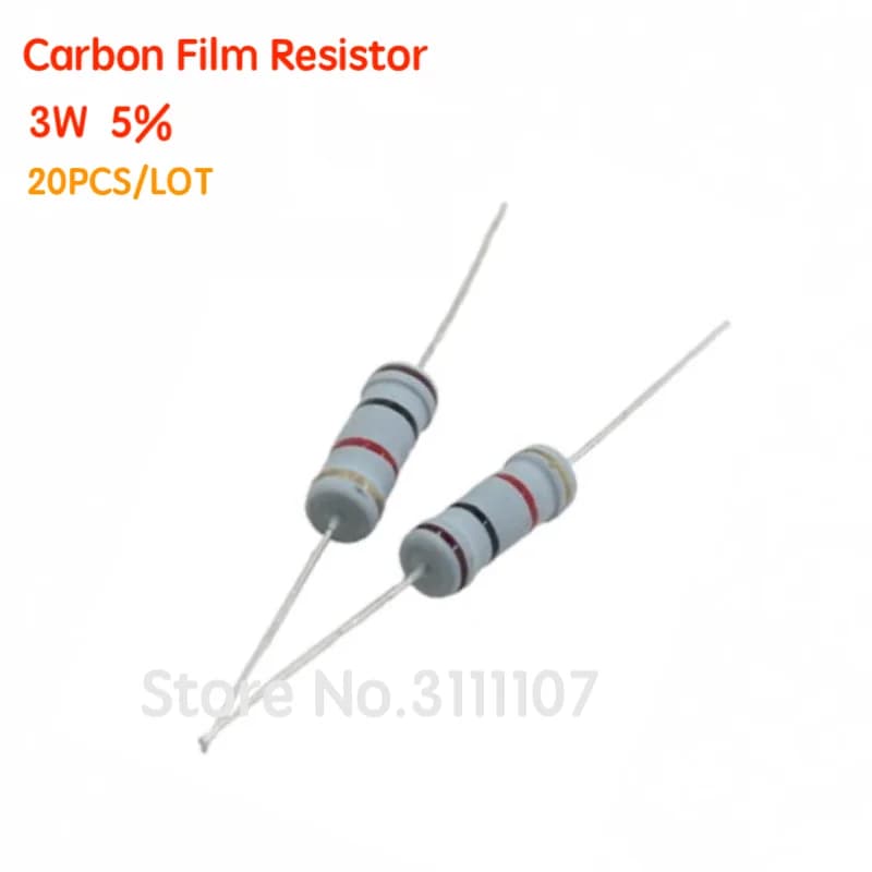Résistances à Film de carbone, 20 pièces/lot, 3W 5% 1R ~ 1M 2.2R 4.7R 10R 33R 36R 47R 1K 4.7K 4K7 100K 1M 10 22 33 47ohm