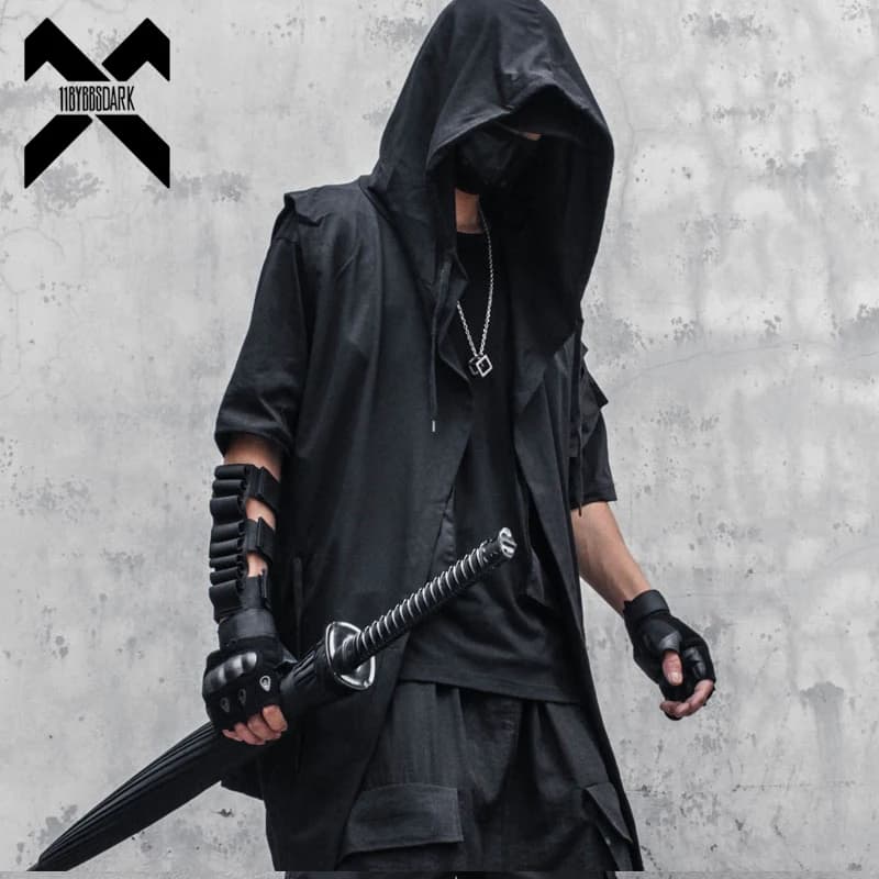 11 BYBB'S noir foncé à capuche assistant gilet manteau hommes 2025 automne été sans manches veste décontracté hommes manteau Techwear WB184