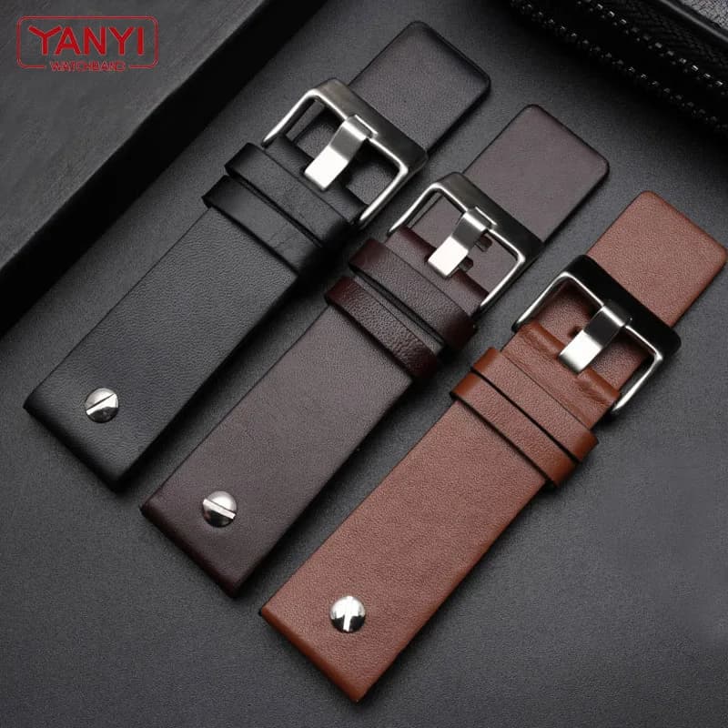Bracelet de montre en cuir véritable 22 24 26 28 30mm avec rivets pour montres Diesel DZ7406 DZT2009 DZ7413 DZ7257
