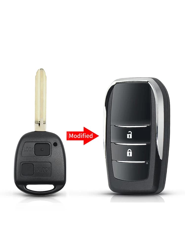 KEYYOU – étui à clé de voiture repliable, 2/3 boutons, pour Toyota RAV4 Avalon Echo Prado Tarago Camry Tarago TOY43, mise à niveau de la lame