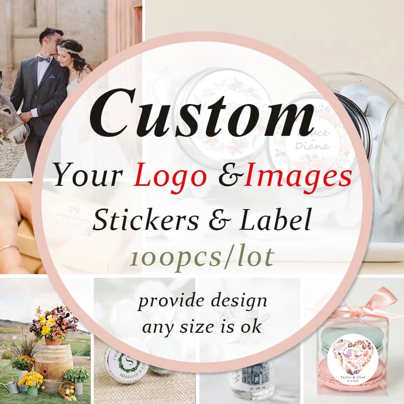 Autocollants personnalisés de 2 à 7cm, Logos personnalisés, autocollants de baptême, d'anniversaire de mariage, étiquettes de personnalité, conception propre pour sac cadeau de pâtisserie