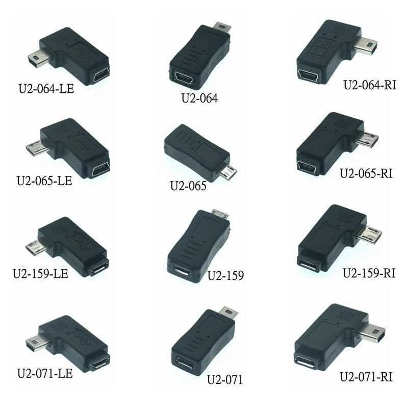 Adaptateur Micro USB mâle femelle vers Mini USB femelle, convertisseur de connecteur, adaptateur pour mobile, MP3 du matin, résistant à 90 degrés, magasins à angle droit