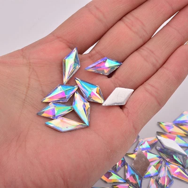 JUNAO – Strass à paillettes en résine, cristaux AB, 10x22mm, pierres fantaisie Non cousues, 40 pièces