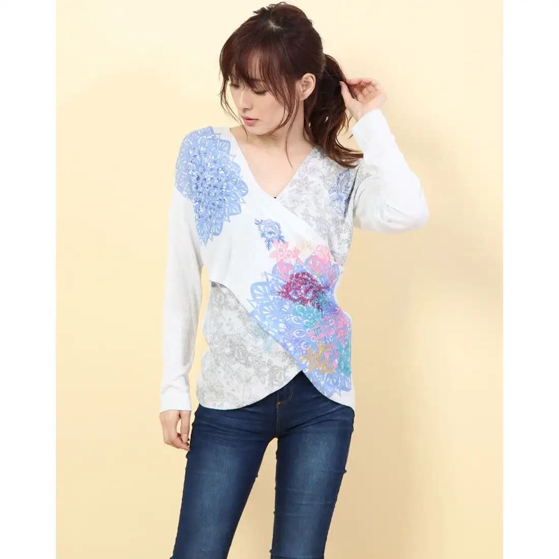 Pull fin imprimé pour femmes, printemps et automne