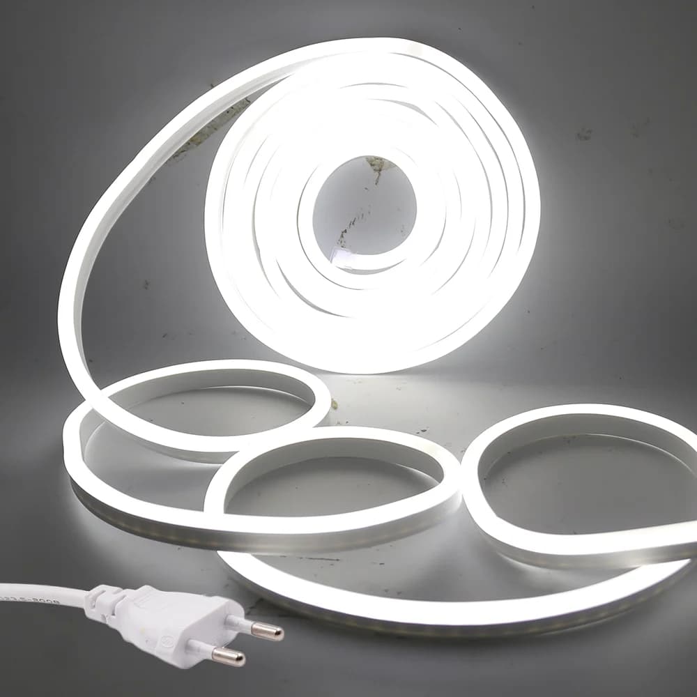 Bande lumineuse néon Flexible 220V, SMD2835, 120 diodes/m, étanche, éclairage de jardin, ruban néon, blanc chaud et froid, panneau néon Flexible