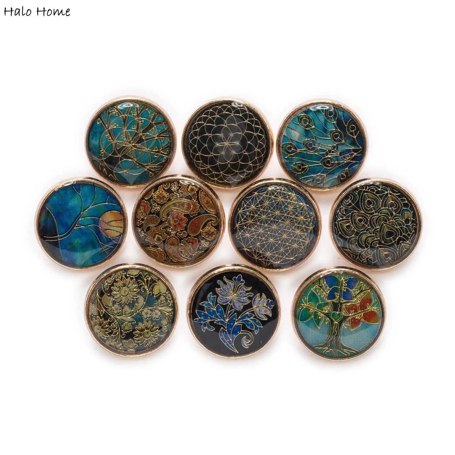 5 pièces rétro temps gemme or dessin rond tige en métal bouton couture Scrapbooking vêtements artisanat fait à la main accessoires décor 18mm