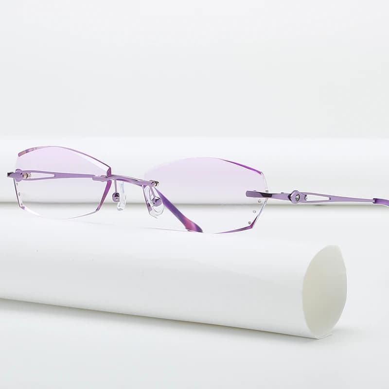 ZIROSAT-Lunettes de lecture myopie pour femme, verres teintés, coupe diamant, monture en titane sans monture, 5901