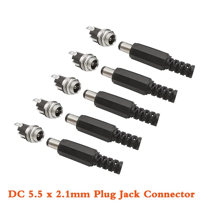 Adaptateur d'alimentation cc mâle femelle 5.5x2.1mm prise d'alimentation cc prise Jack montage sur panneau connecteur à souder DC-025M 12V 5.5mm * 2.1mm