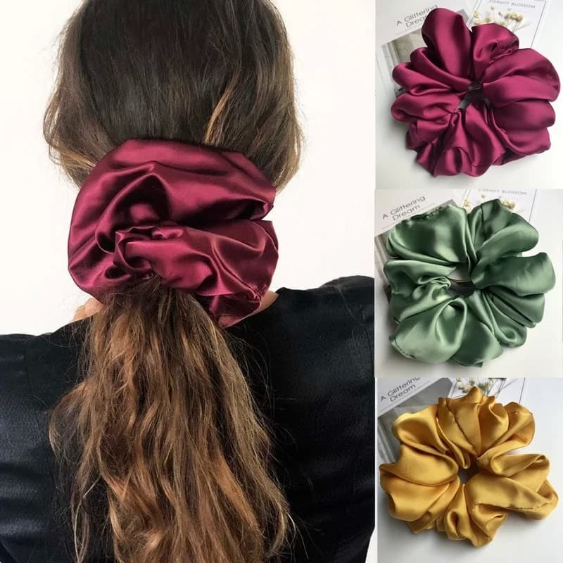 Chouchous surdimensionnés en caoutchouc pour femmes, grandes attaches élastiques pour cheveux, support queue de cheval, chouchou en Satin lisse, accessoires pour cheveux