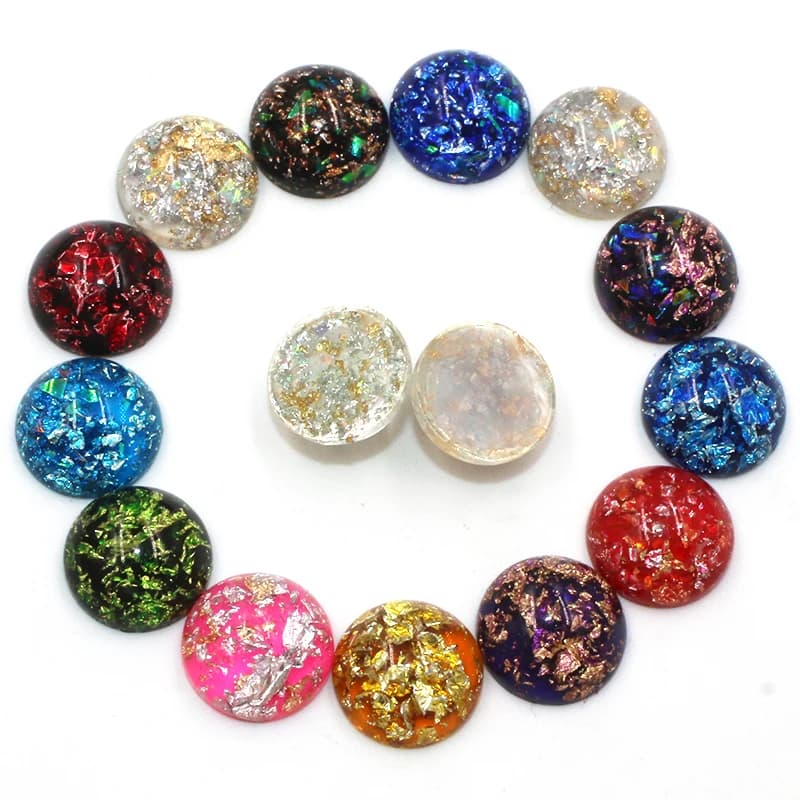 Pierres en résine rondes, strass à dos plat, colle sur Nail Art, étui de téléphone, accessoires matériels faits à la main, 8mm, 10mm, 12mm