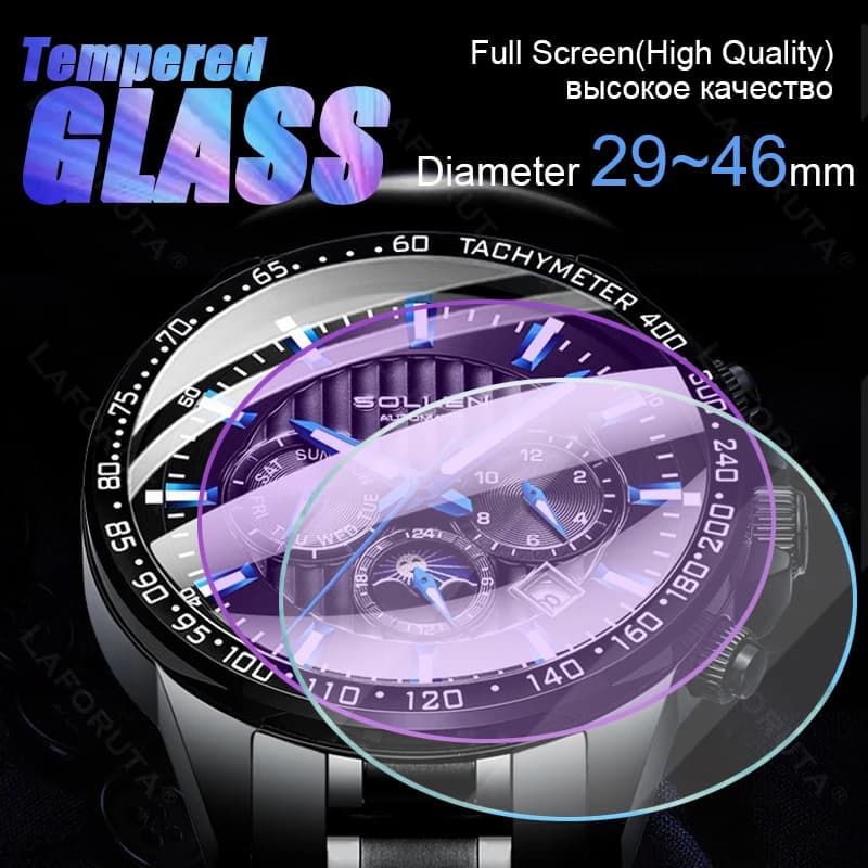 Protecteur d'écran en verre trempé pour montres rondes de toutes tailles, diamètre 32 34 35 36 38 39 40 42 41 mm, film de protection pour montre intelligente