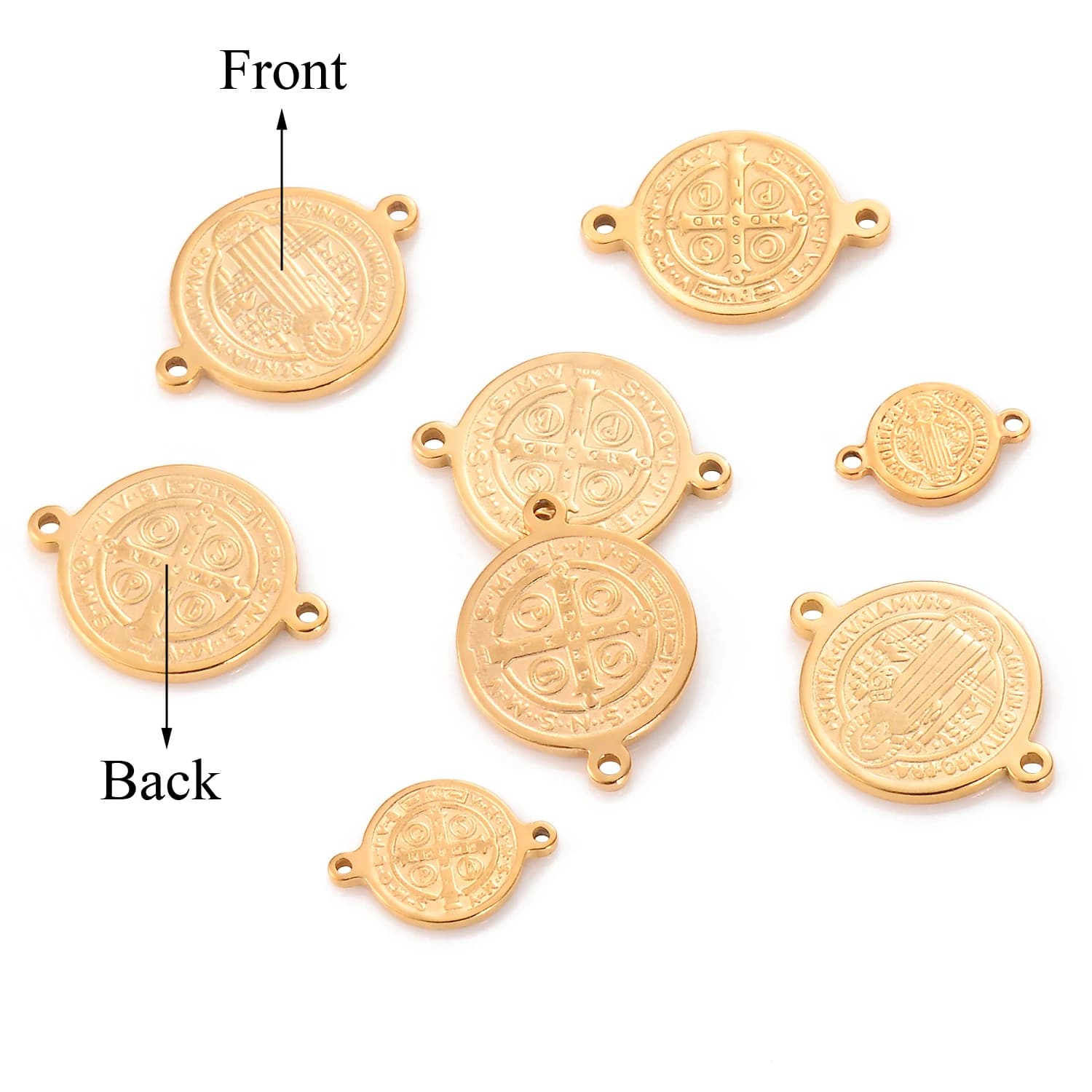 10 pièces en acier inoxydable religieux jésus 1/2/3 trous étiquette de pièce de monnaie connecteur breloques pendentif chrétien collier bricolage fabrication de bijoux artisanat