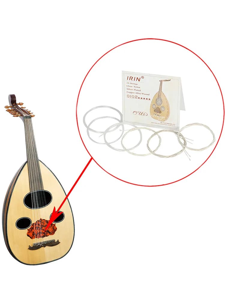 M MBAT – ensemble de cordes en Lute arabe, 12 pièces de haute qualité, Nylon transparent plaqué argent et alliage de cuivre, accessoires de cordes enroulées O102