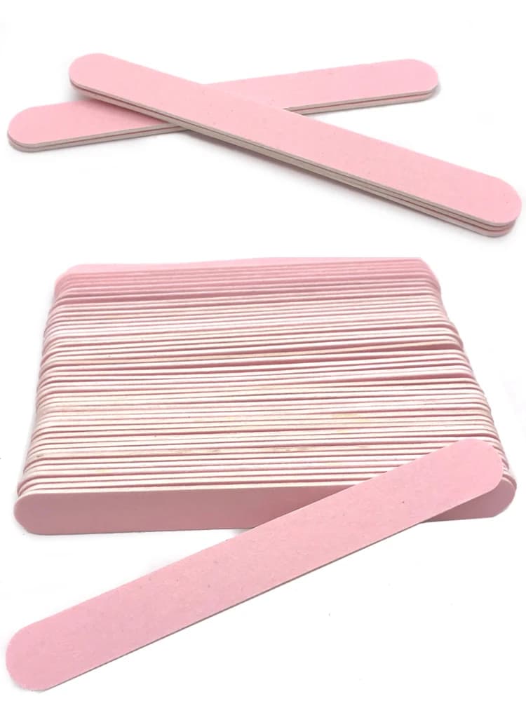Ensemble de limes à ongles en bois rose, 50 pièces, papier de verre jetable, dissolvant de cuticules, tampons, callosités minces, outils d'art des ongles, outil de manucure